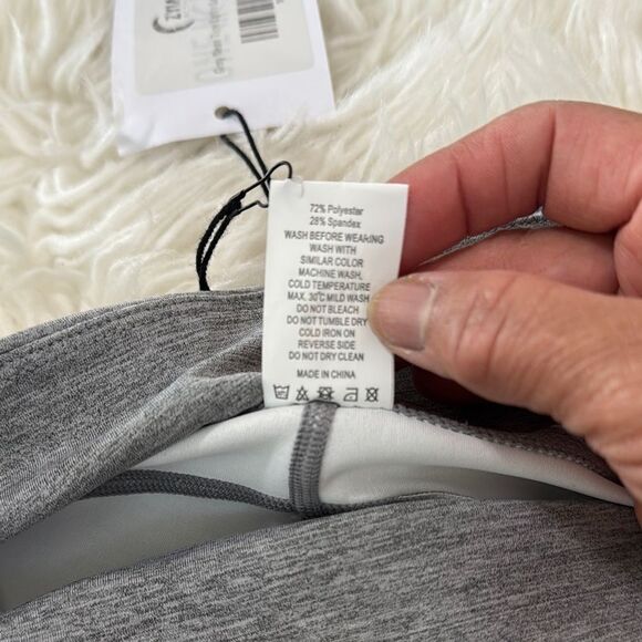 ZYIA ACTIVE Gray and Yellow Leggings With Vertical Stripes NWT - Picture 8 of 9